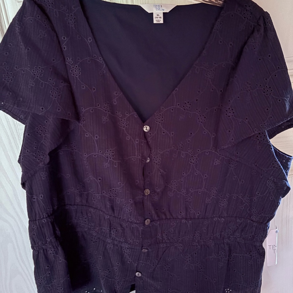 Time and Tru Dark Purple Blouse